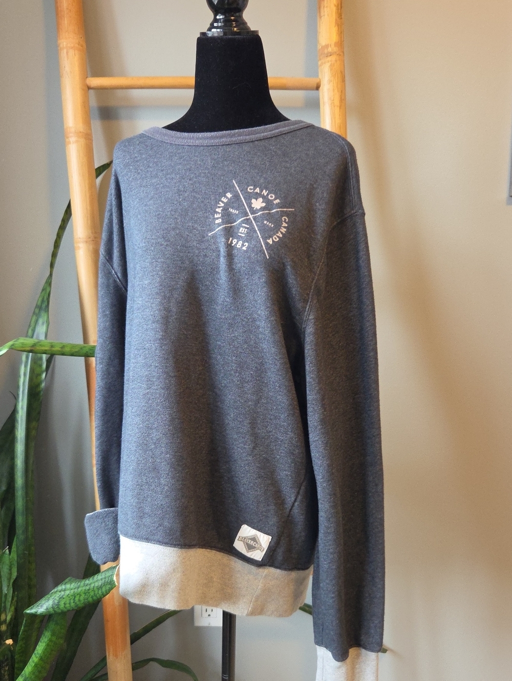 Beaver Canoe Two-Tone Gray Crewneck Sweater
